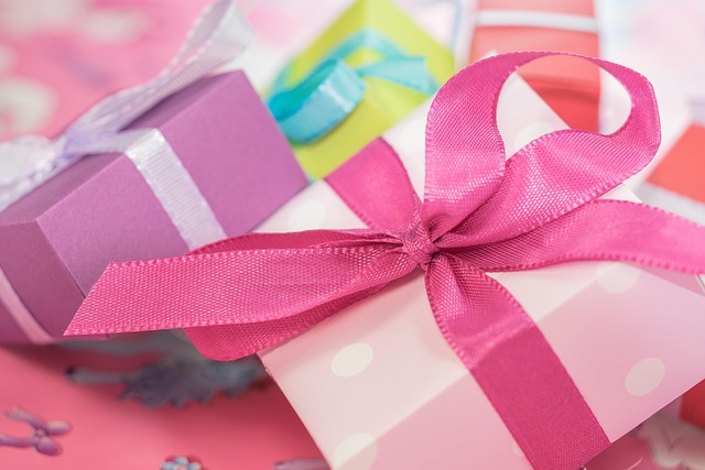 Colorful gift boxes wrapped with ribbons